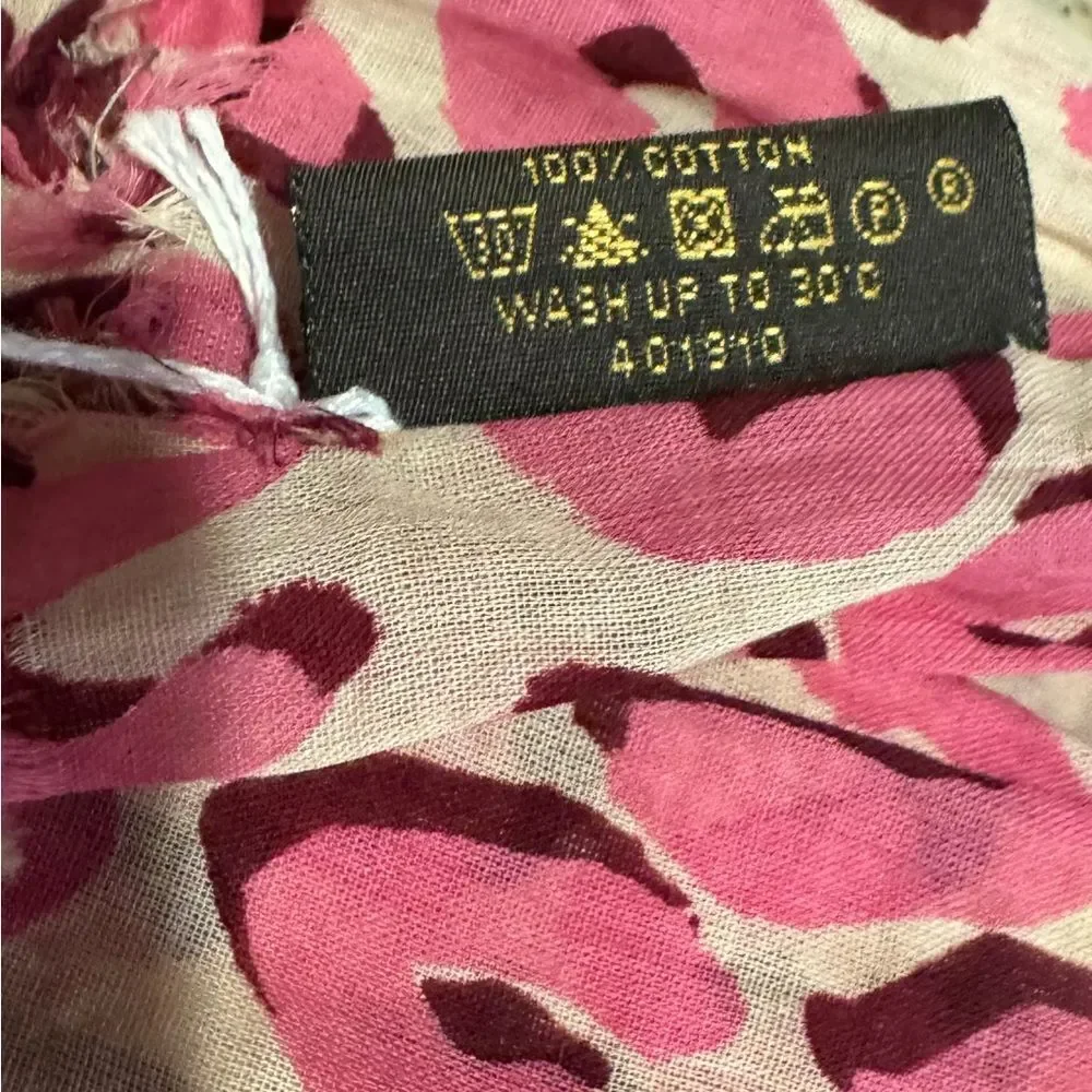 Auth Louis Vuitton Pink Lepord Print Limited Edition Stephen Sprouse Wrap Scarf